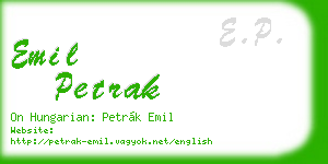 emil petrak business card